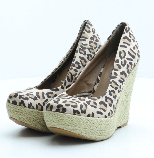 Atmosphere Womens Beige Animal Print Fabric Court Heel UK 3 36 - Leopard print