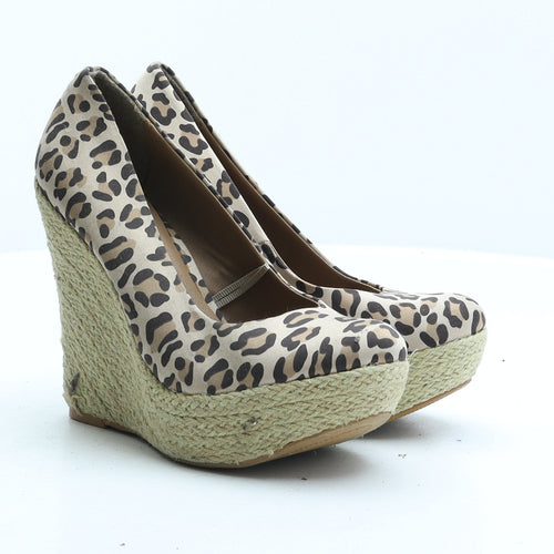 Atmosphere Womens Beige Animal Print Fabric Court Heel UK 3 36 - Leopard print
