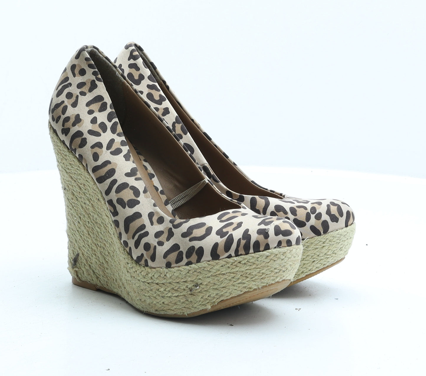 Atmosphere Womens Beige Animal Print Fabric Court Heel UK 3 36 - Leopard print
