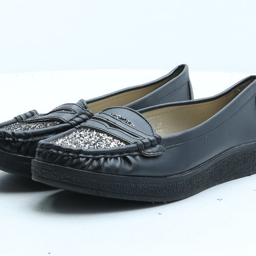Preworn Womens Black Synthetic Loafer Casual UK 4 37