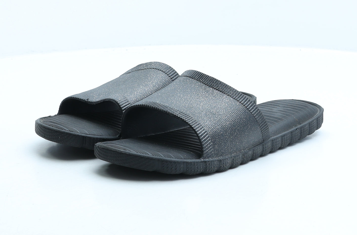 Preworn Womens Black Rubber Slider Sandal UK 5