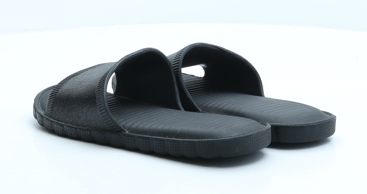 Preworn Womens Black Rubber Slider Sandal UK 5