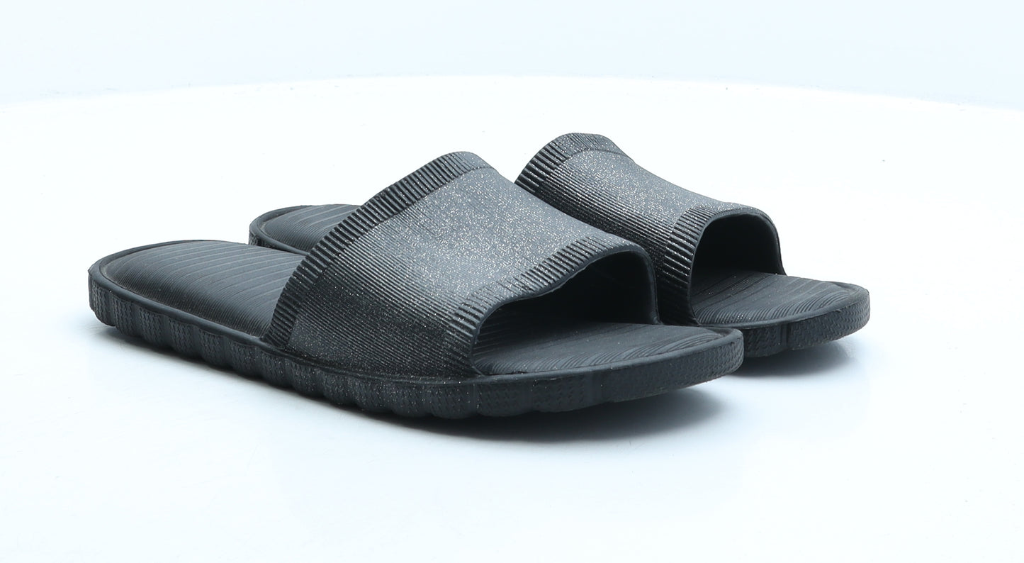 Preworn Womens Black Rubber Slider Sandal UK 5
