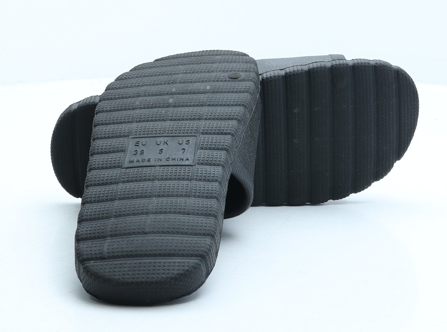 Preworn Womens Black Rubber Slider Sandal UK 5