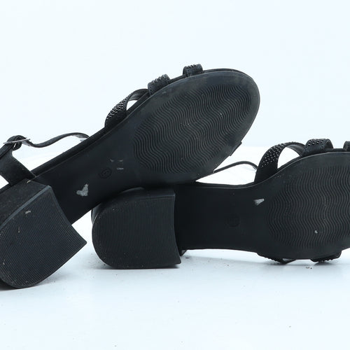 Lilley Womens Black Fabric Strappy Heel UK 6