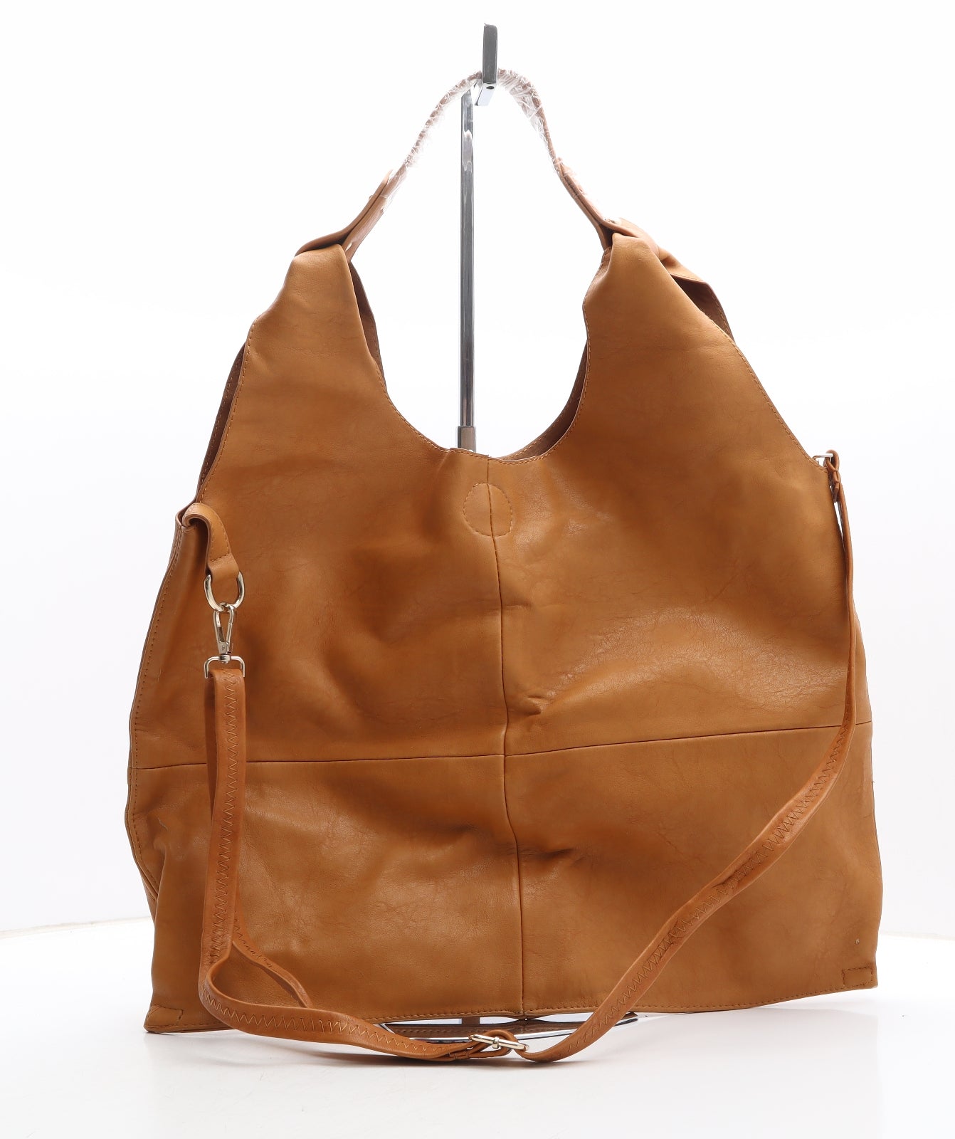 Preworn Womens Brown Polyethylene Hobo Bag Size Large