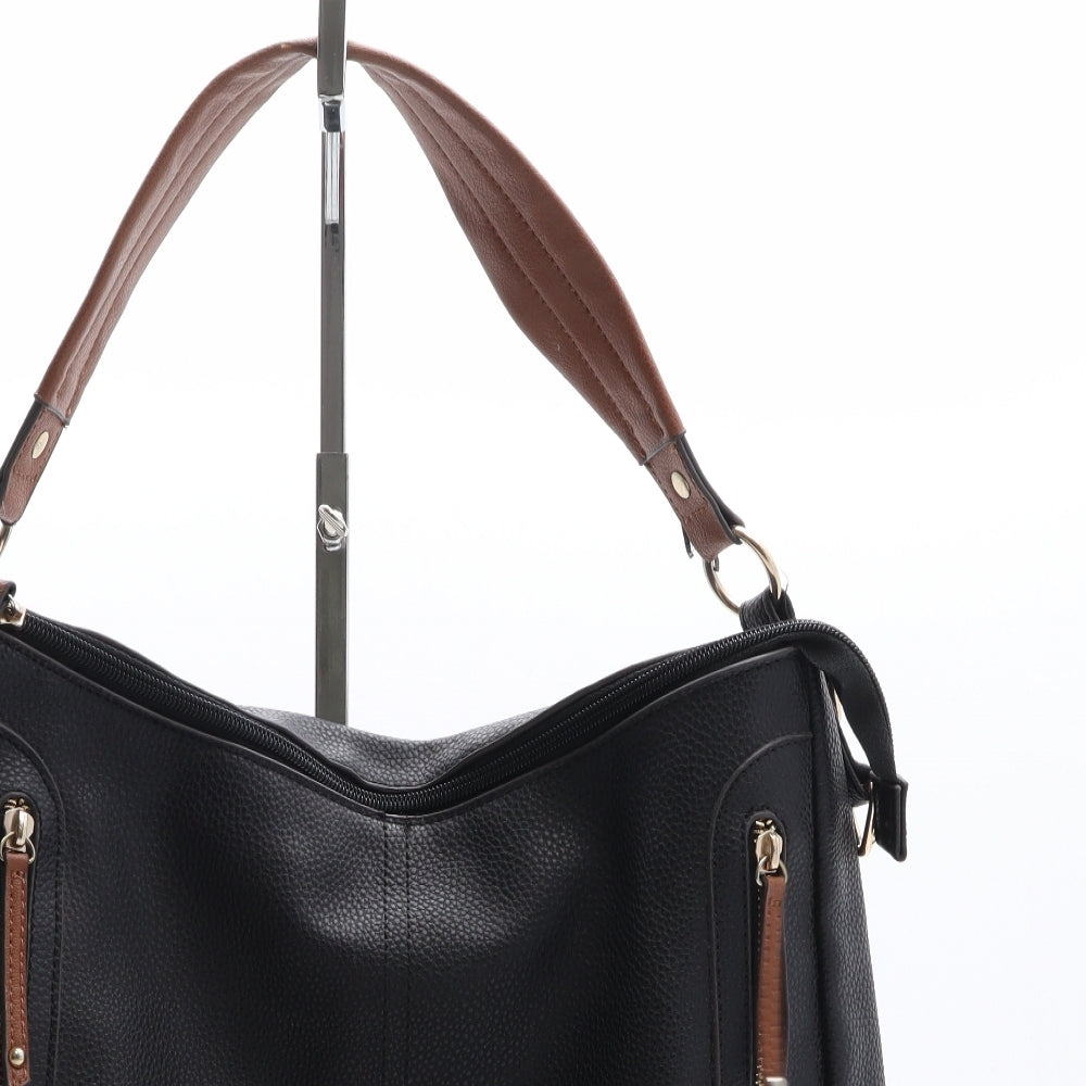 F&F Womens Black PVC Top Handle Bag Size Large