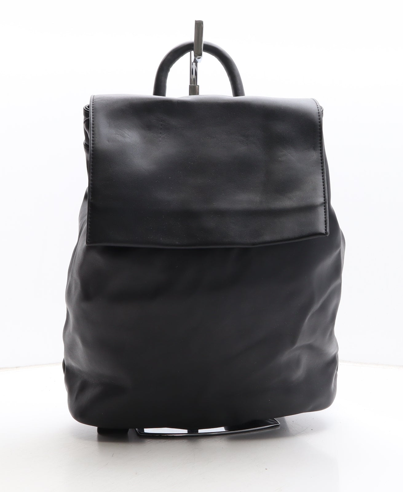 Preworn Womens Black Polyethylene Backpack Size Medium
