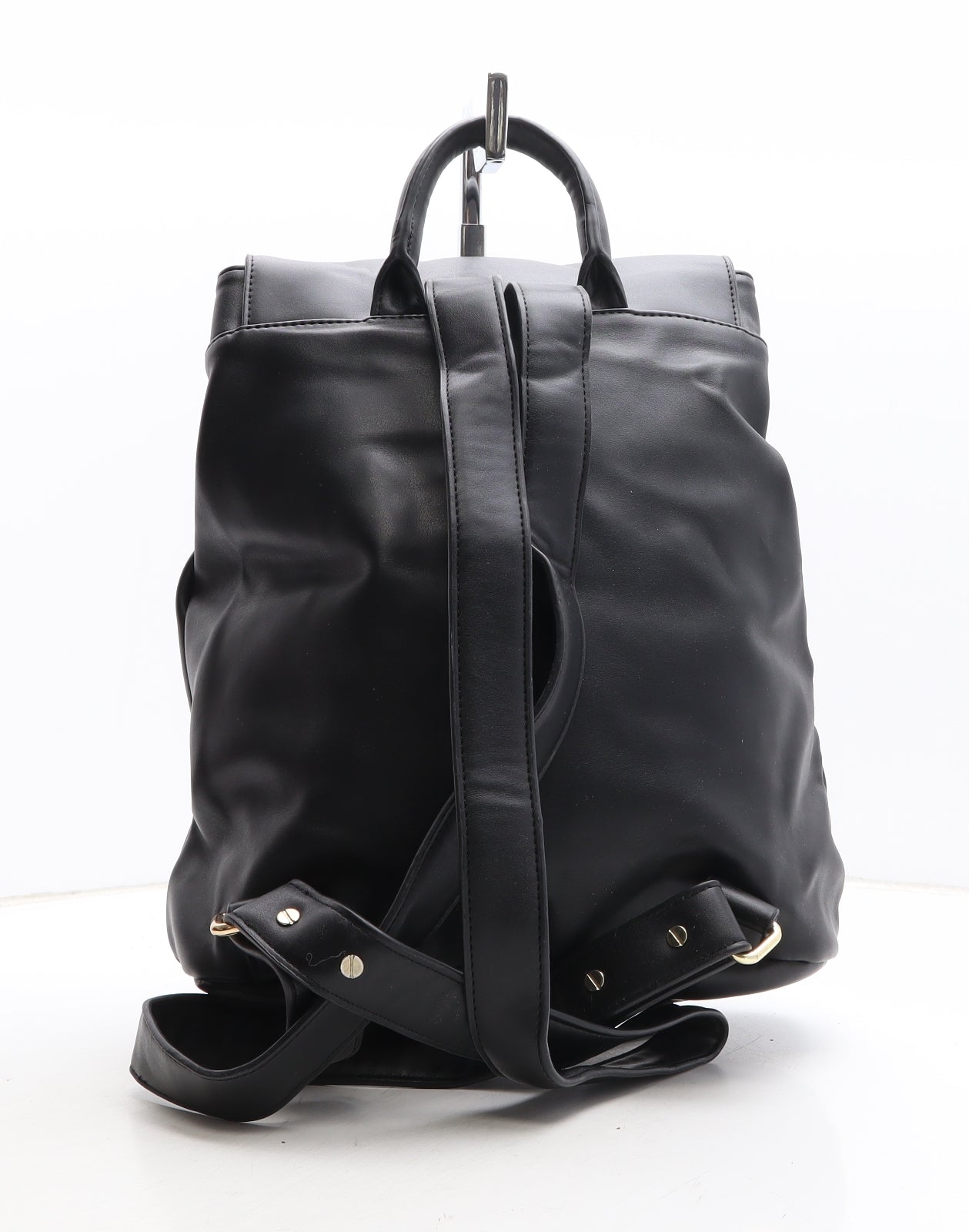 Preworn Womens Black Polyethylene Backpack Size Medium