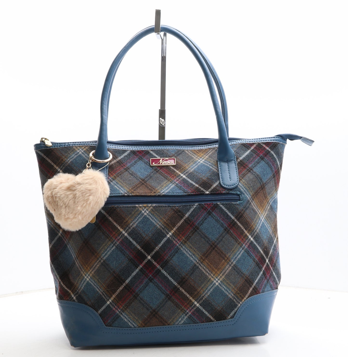 Ness Womens Multicoloured Plaid Polyester Tote Size Large