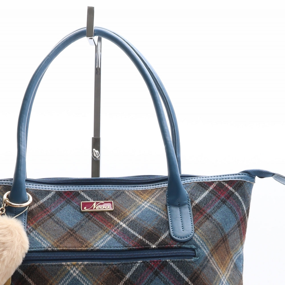 Ness Womens Multicoloured Plaid Polyester Tote Size Large