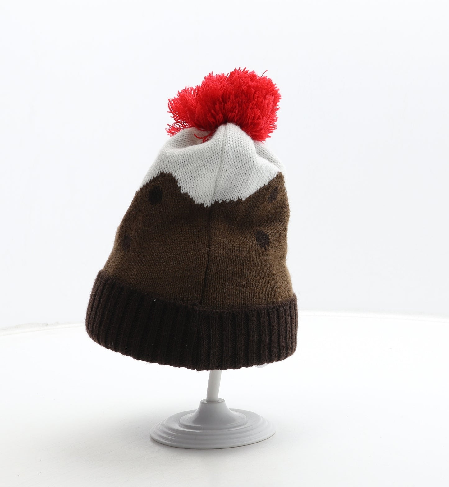 Jingle Bells Boys Brown Acrylic Bobble Hat One Size - Christmas Pudding