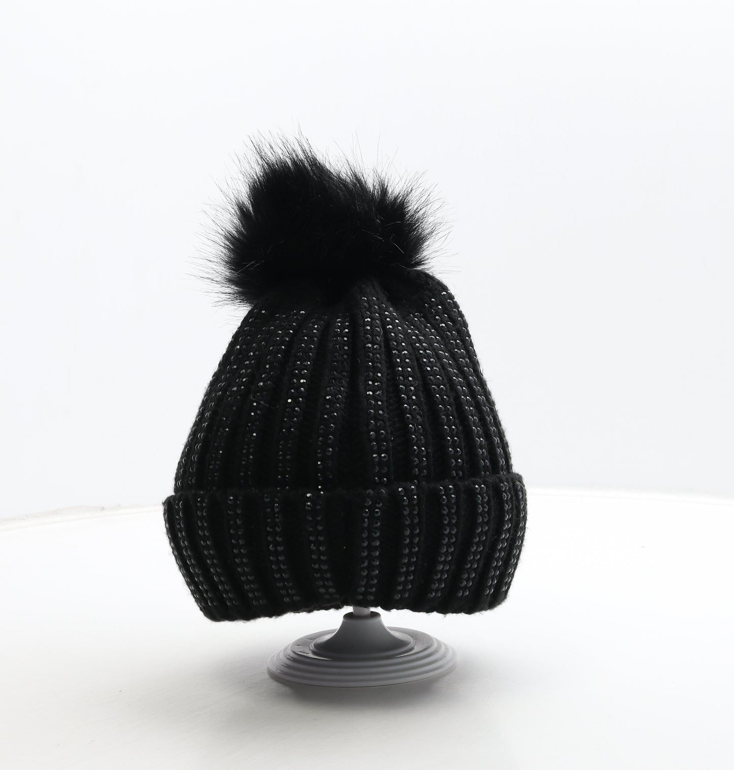 Tabitha Webb Womens Black Acrylic Bobble Hat One Size