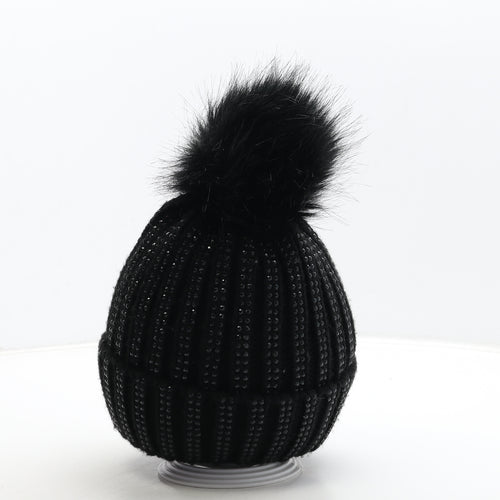 Tabitha Webb Womens Black Acrylic Bobble Hat One Size