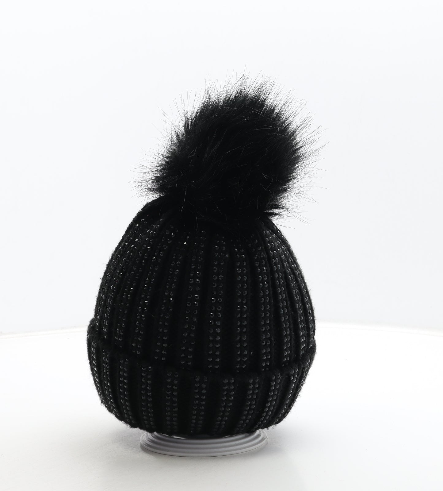 Tabitha Webb Womens Black Acrylic Bobble Hat One Size