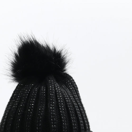Tabitha Webb Womens Black Acrylic Bobble Hat One Size