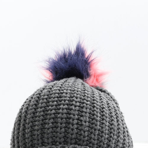 Primark Womens Grey Colourblock Acrylic Bobble Hat One Size