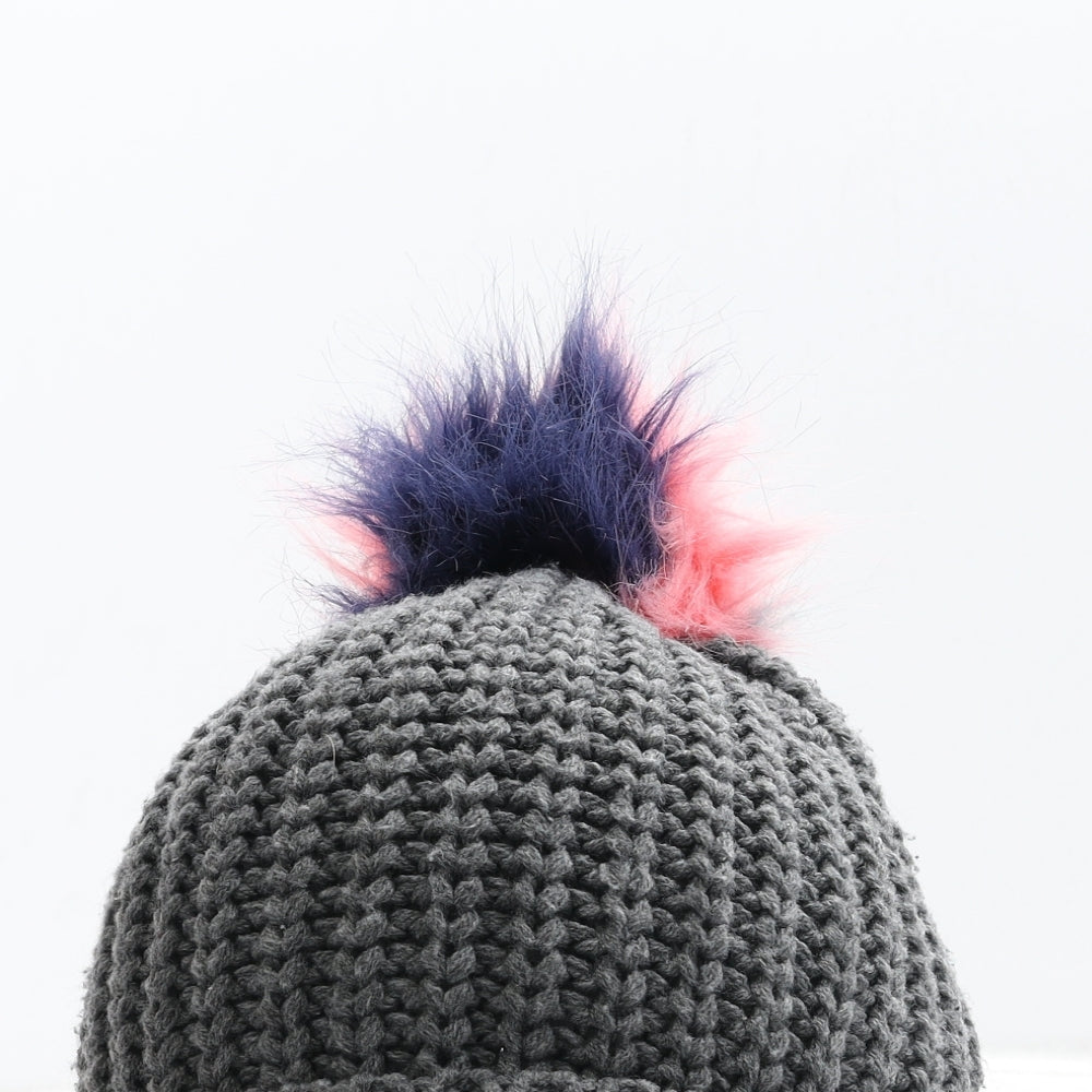Primark Womens Grey Colourblock Acrylic Bobble Hat One Size