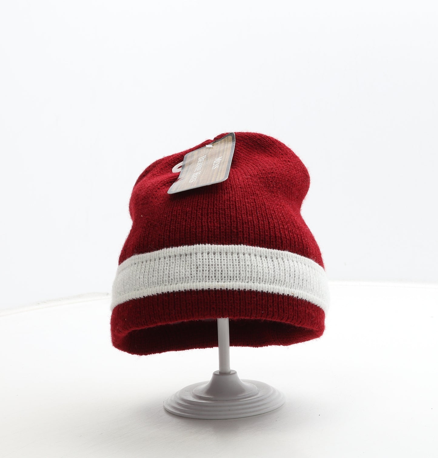 Mens Beanie Hats Mens Red Acrylic Beanie One Size