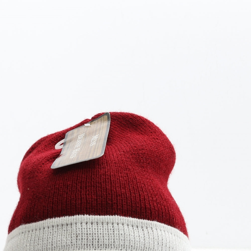 Mens Beanie Hats Mens Red Acrylic Beanie One Size
