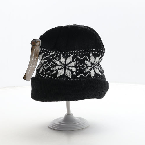 Mens Beanie Hats Mens Black Fair Isle Acrylic Beanie One Size