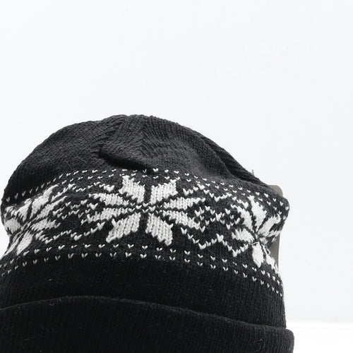 Mens Beanie Hats Mens Black Fair Isle Acrylic Beanie One Size