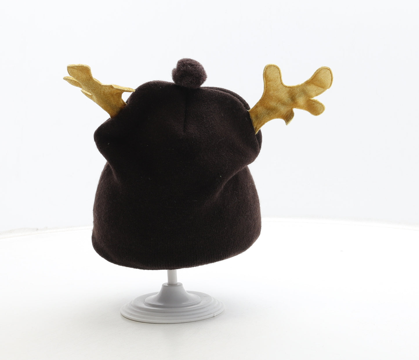 Preworn Boys Brown Polyester Beanie One Size - Christmas Rudolf Red nose Reindeer