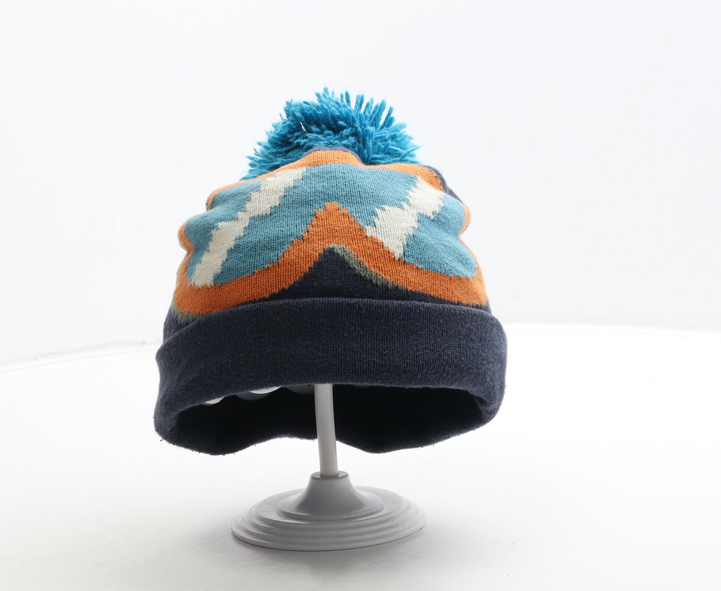 NEXT Boys Blue Cotton Bobble Hat One Size - Ski Glasses Detail