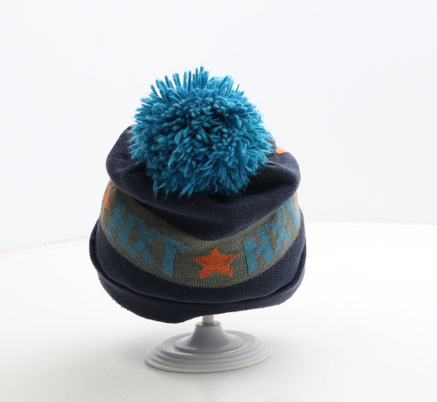 NEXT Boys Blue Cotton Bobble Hat One Size - Ski Glasses Detail