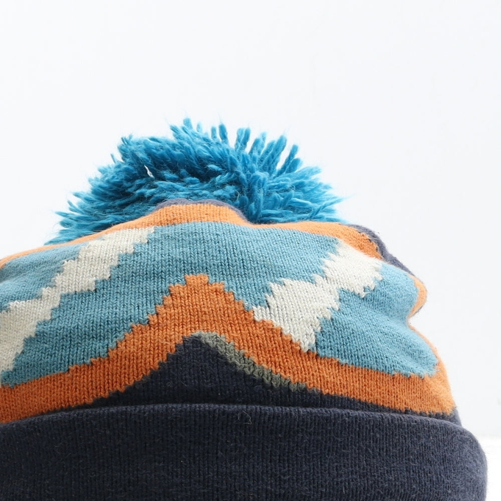 NEXT Boys Blue Cotton Bobble Hat One Size - Ski Glasses Detail