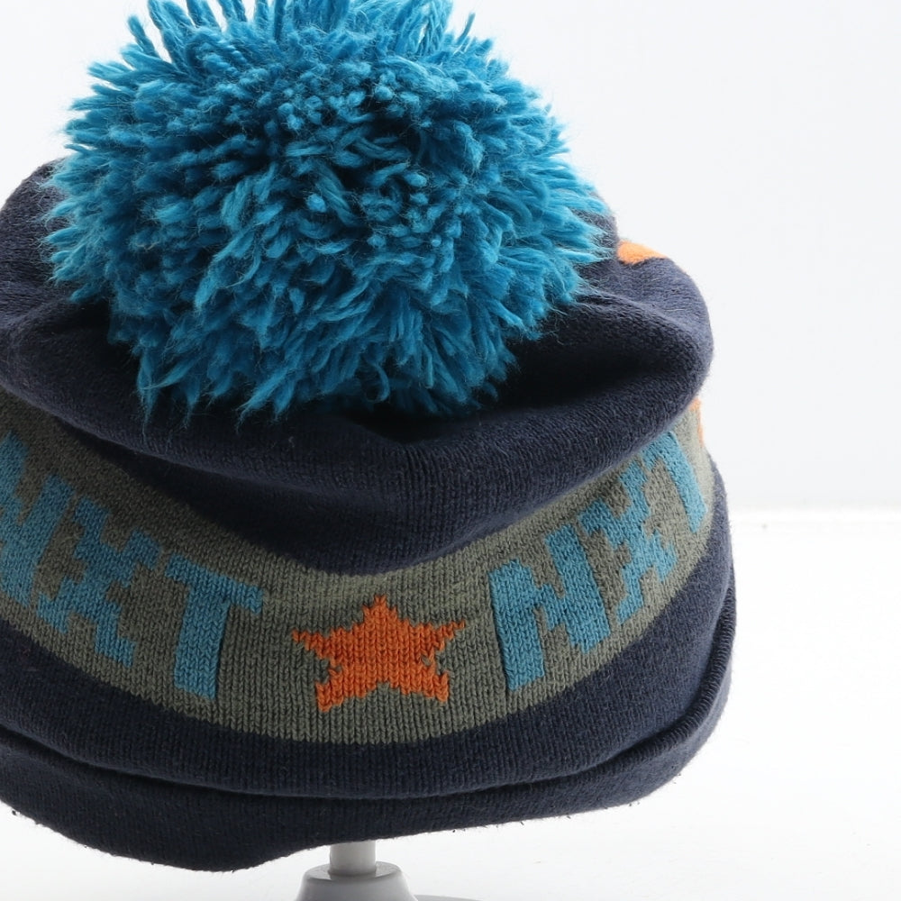 NEXT Boys Blue Cotton Bobble Hat One Size - Ski Glasses Detail