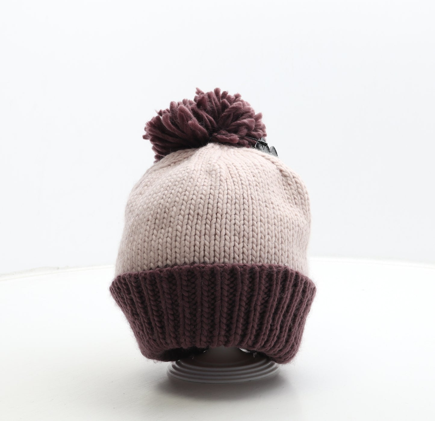 Marks and Spencer Womens Pink Colourblock Acrylic Bobble Hat One Size