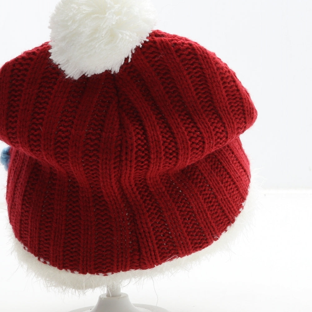 Great Christmas Womens Red Acrylic Bobble Hat One Size - Christmas Lights