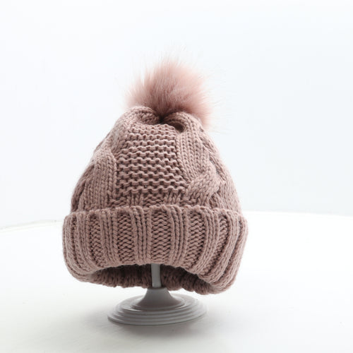 Preworn Womens Pink Acrylic Bobble Hat One Size