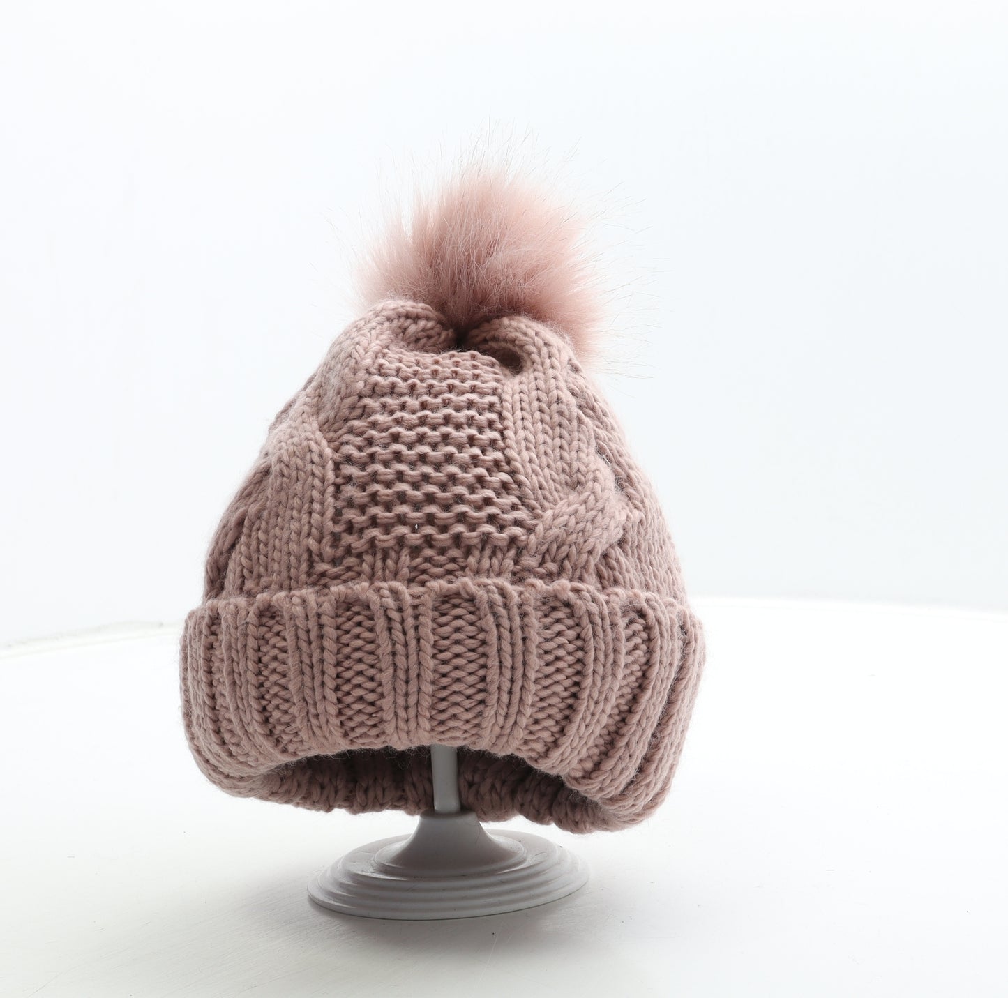 Preworn Womens Pink Acrylic Bobble Hat One Size