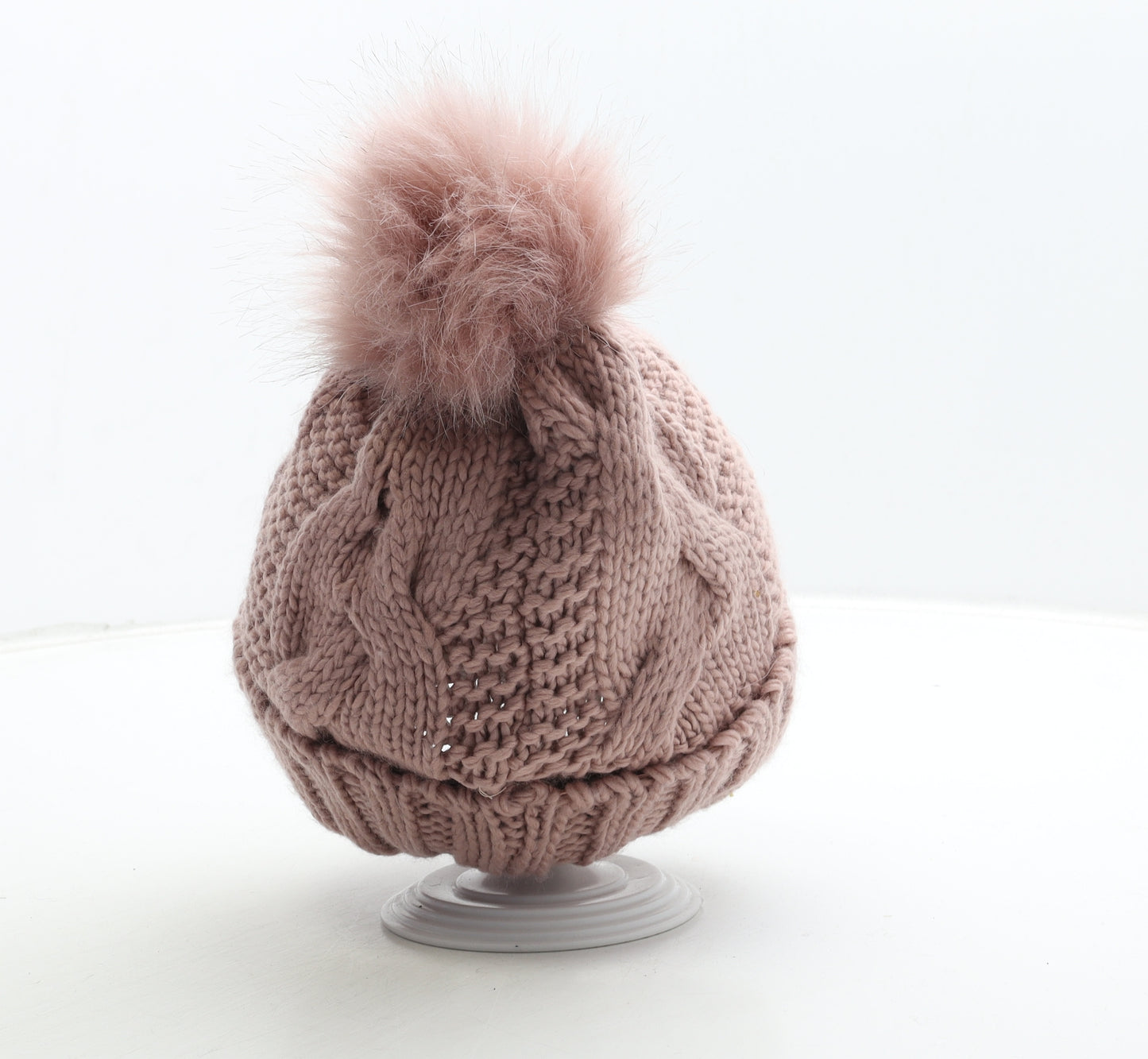 Preworn Womens Pink Acrylic Bobble Hat One Size