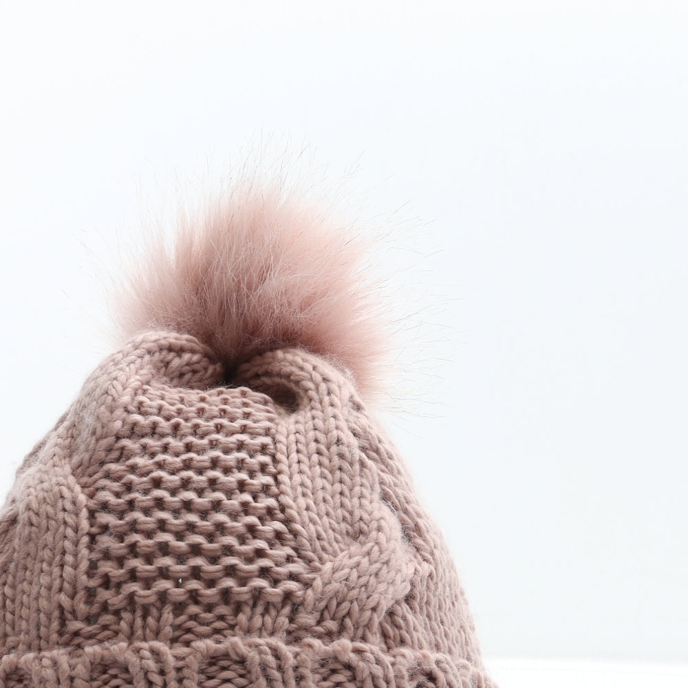 Preworn Womens Pink Acrylic Bobble Hat One Size