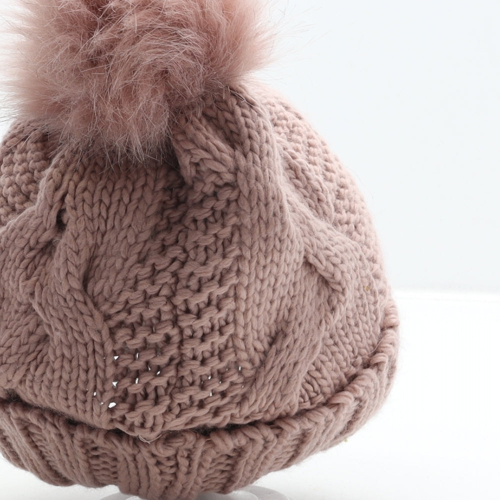 Preworn Womens Pink Acrylic Bobble Hat One Size