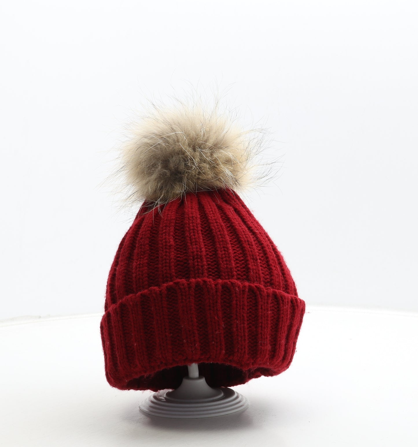 Preworn Womens Red Acrylic Bobble Hat One Size