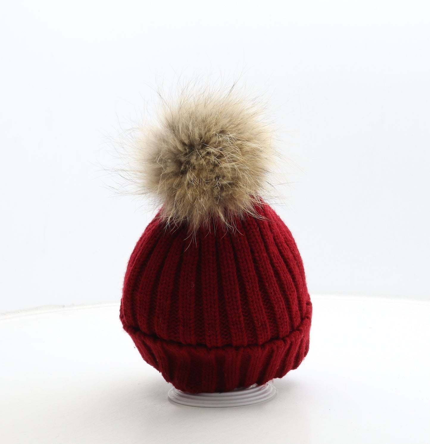 Preworn Womens Red Acrylic Bobble Hat One Size