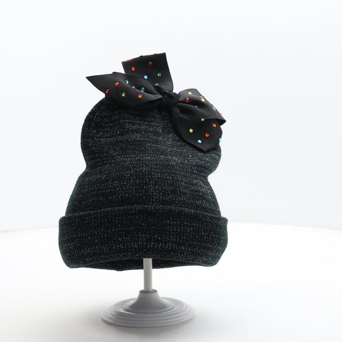 Preworn Girls Black Acrylic Beanie One Size