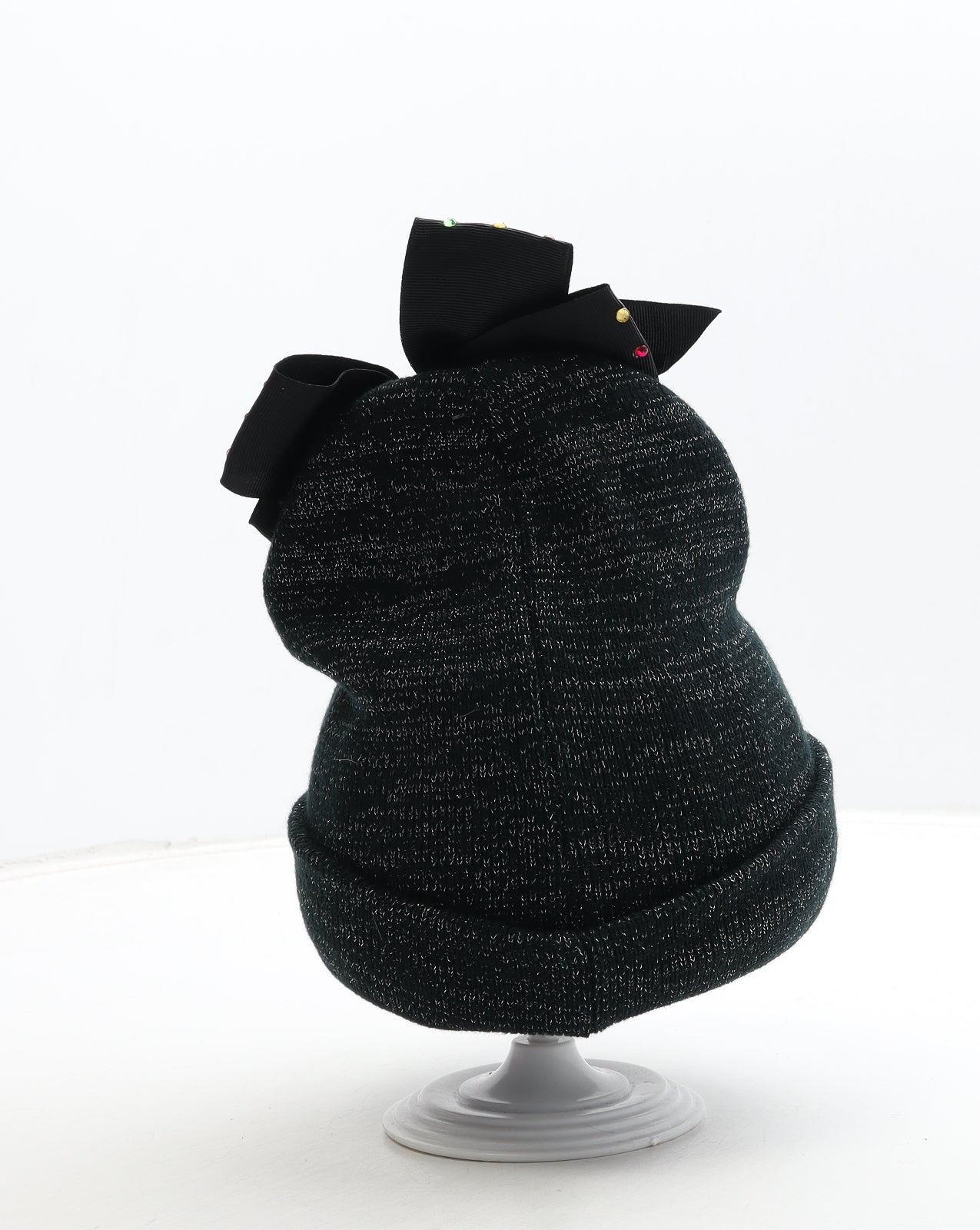 Preworn Girls Black Acrylic Beanie One Size