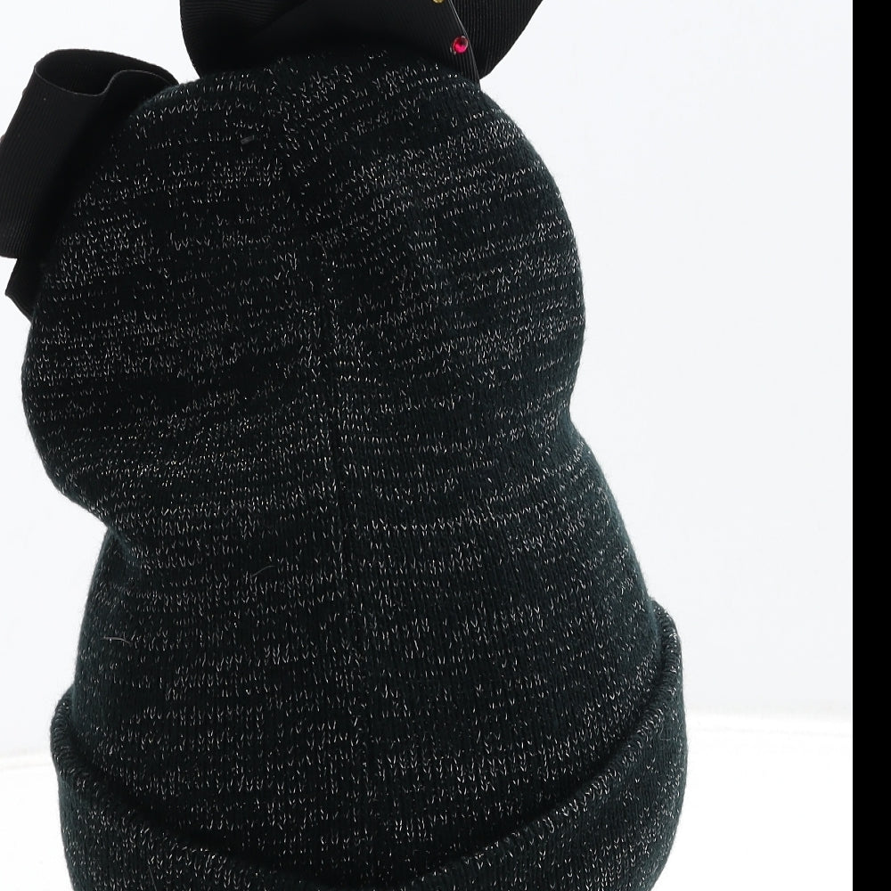 Preworn Girls Black Acrylic Beanie One Size