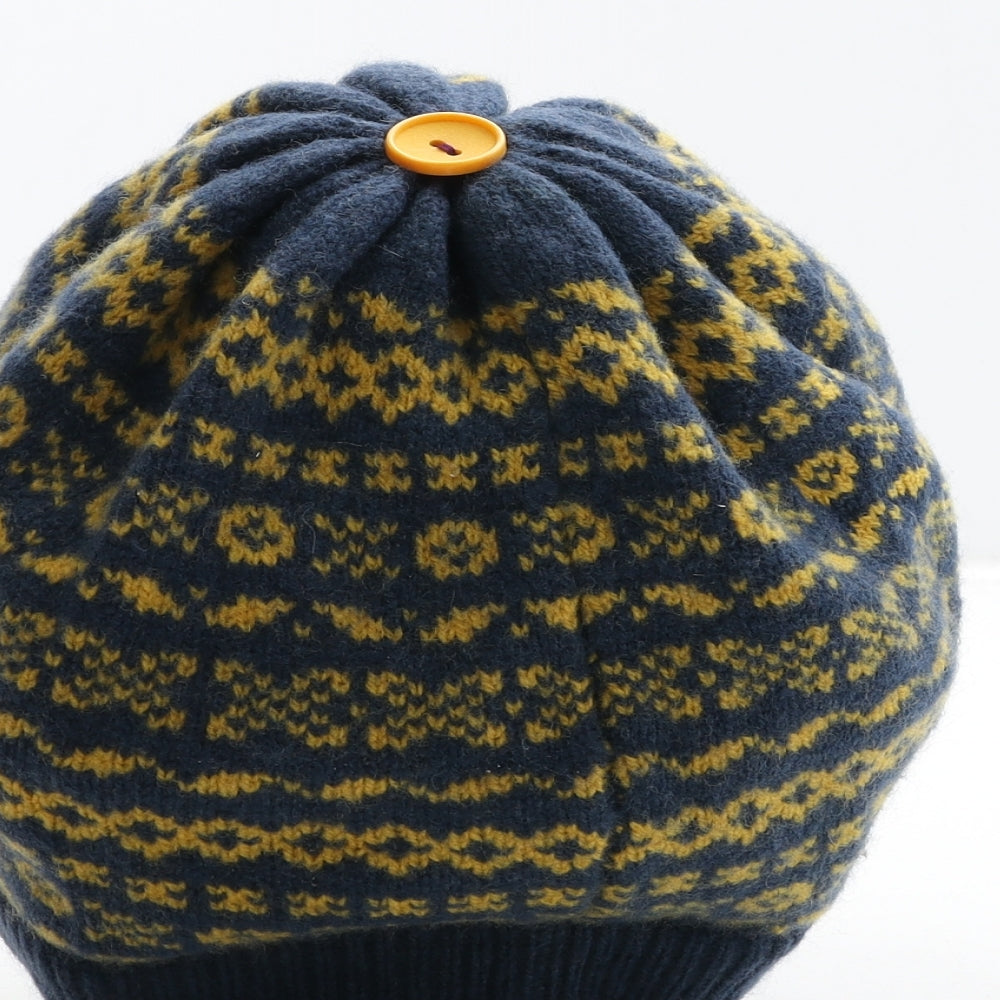 Joy Womens Blue Geometric Acrylic Beanie One Size