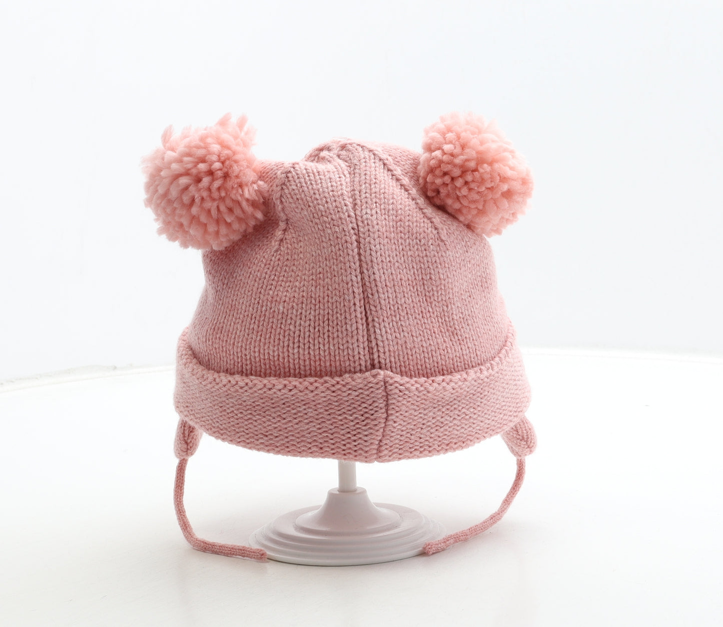 Matalan Girls Pink Acrylic Bobble Hat One Size - Minnie Mouse
