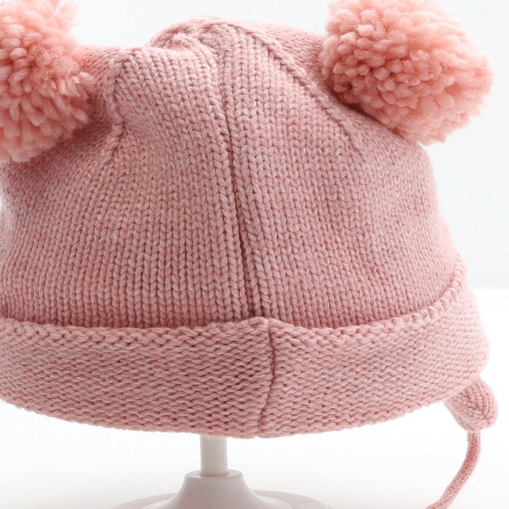 Matalan Girls Pink Acrylic Bobble Hat One Size - Minnie Mouse