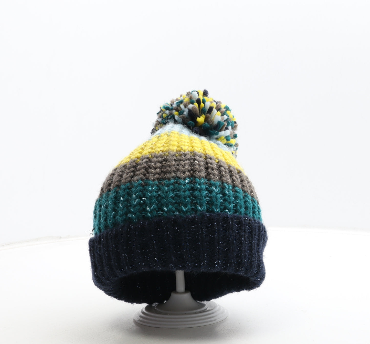 NEXT Womens Multicoloured Colourblock Acrylic Bobble Hat One Size