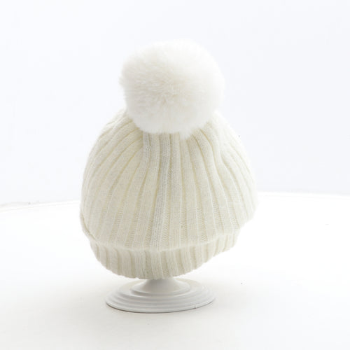 Preworn Womens White Acrylic Bobble Hat One Size