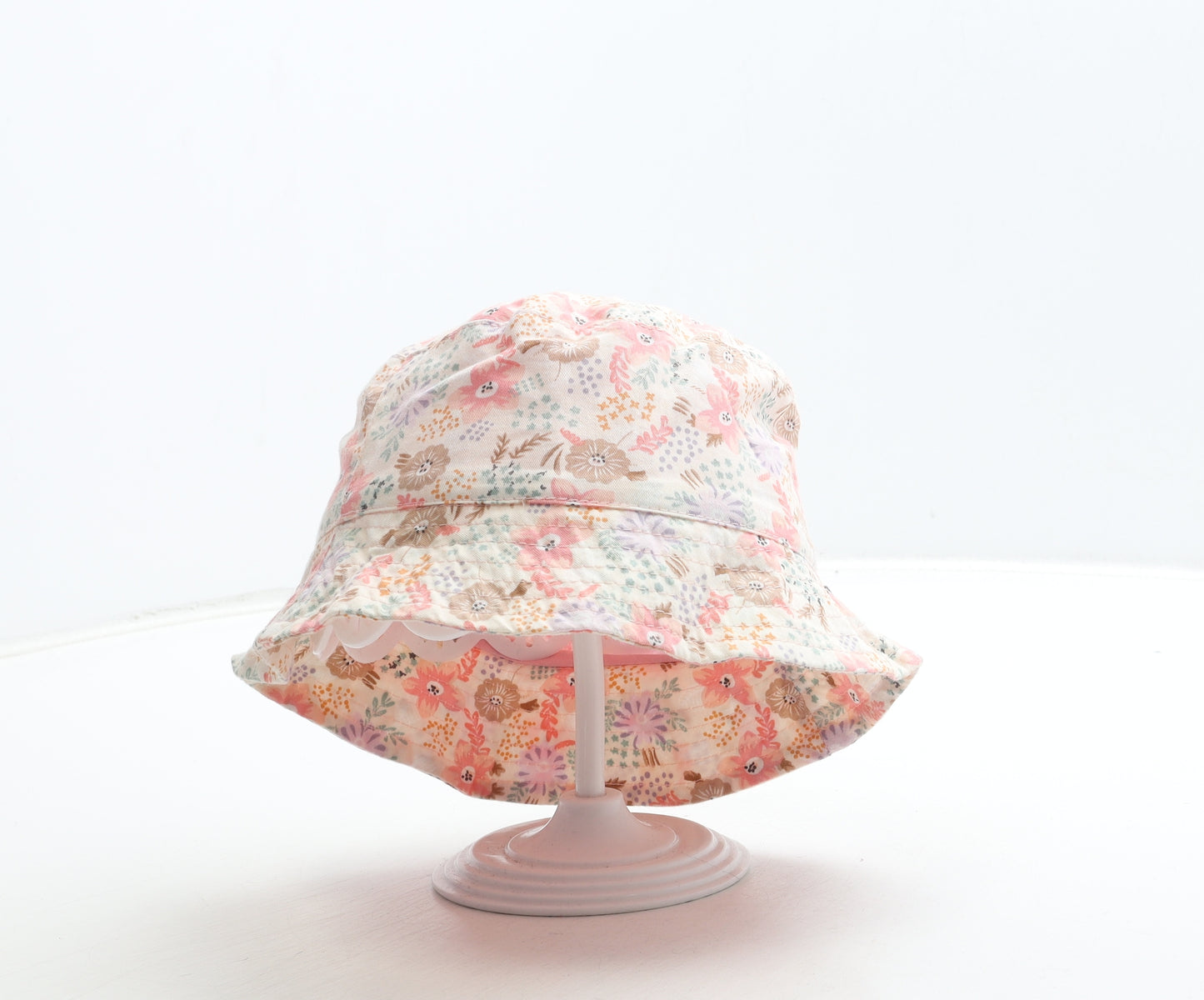 George Girls Pink Floral Cotton Bucket Hat Size S