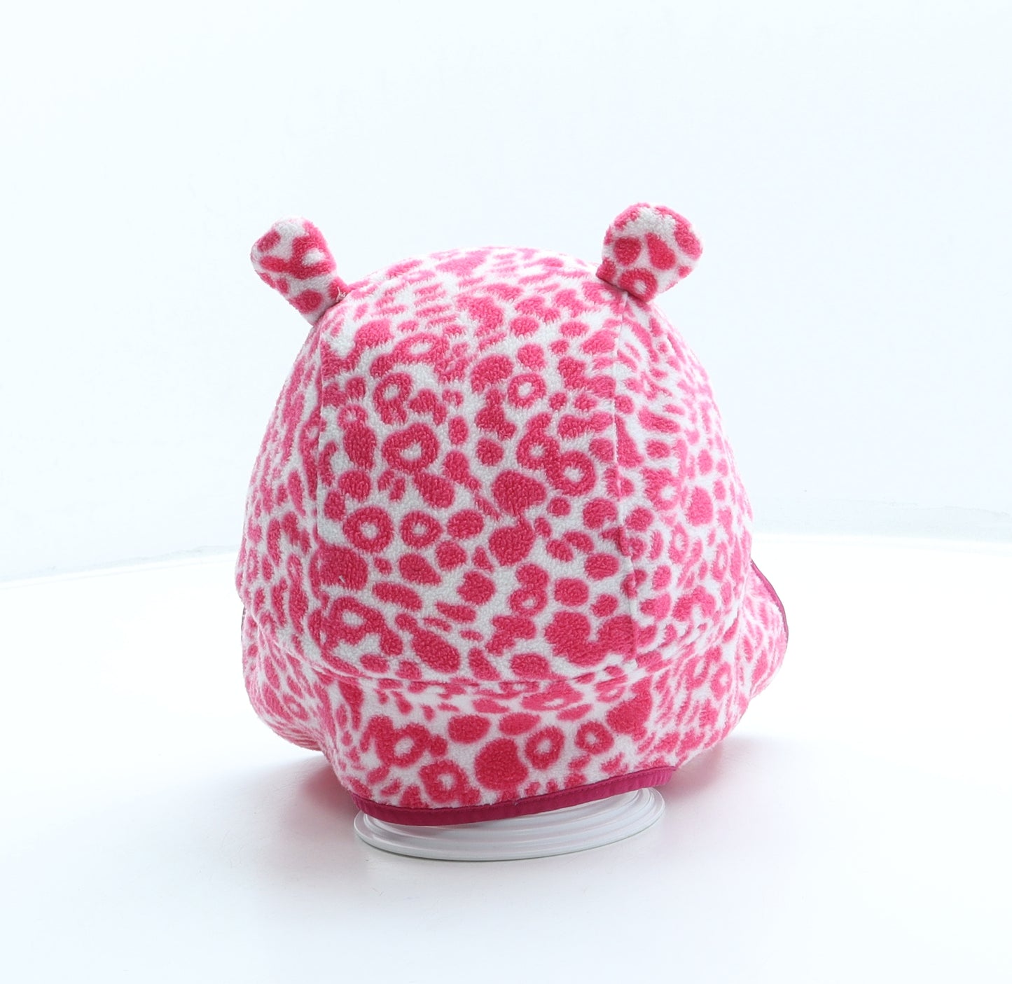Debenhams Girls Pink Animal Print Polyester Bonnet One Size - Leopard print